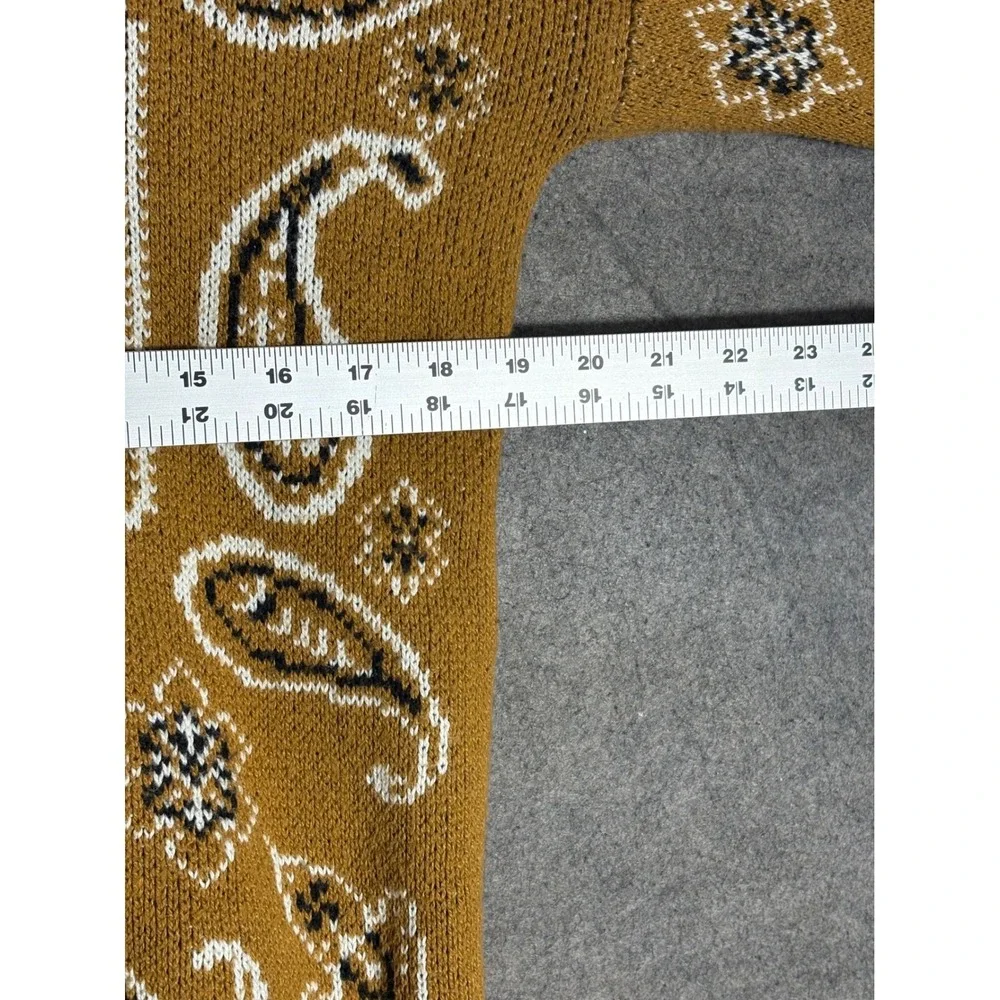 Madewell Bandana Paisley Intarsia Sweater Mustard Yellow Cotton Blend Small